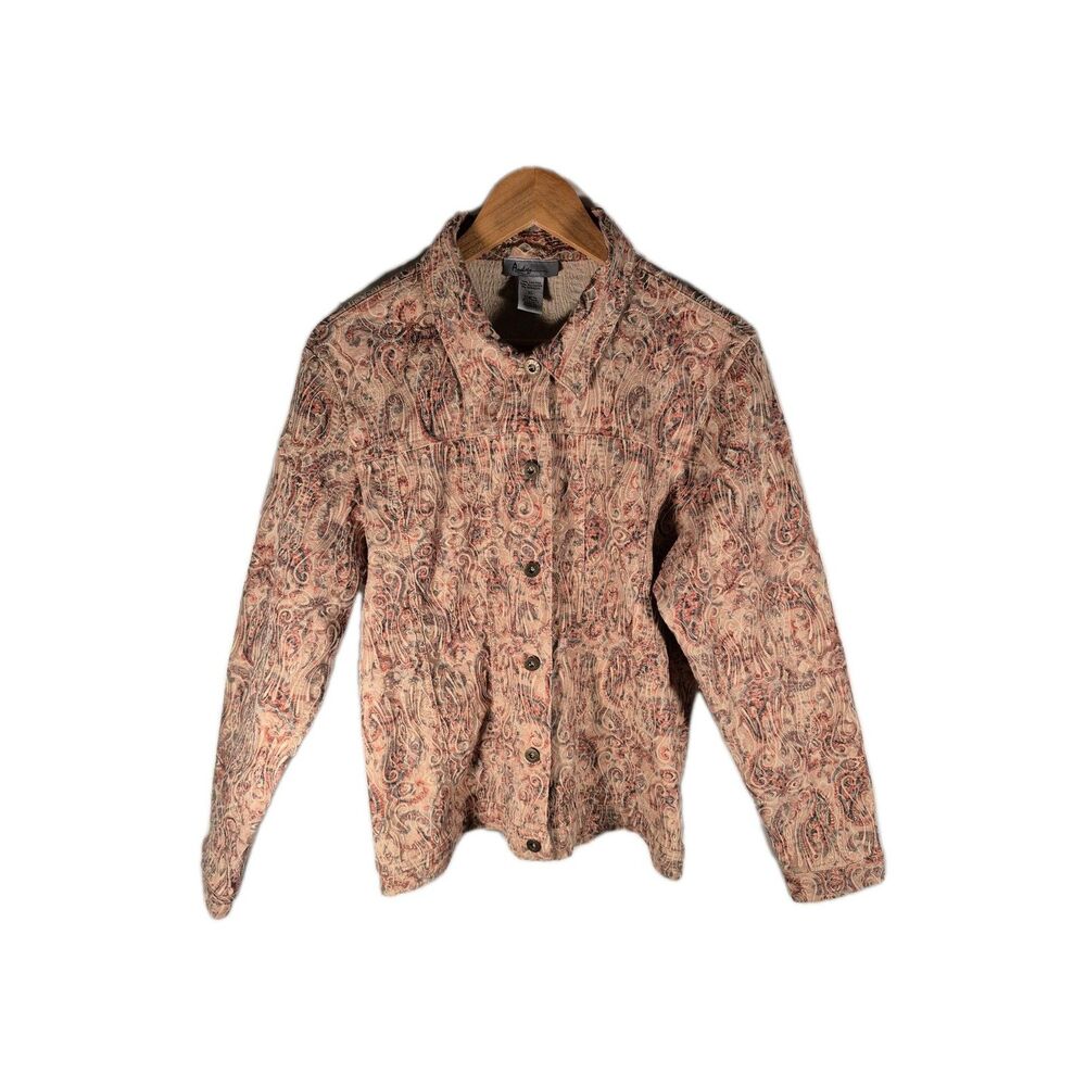 ANALOGY XL WOMEN'S BROWN FLORAL EMBROIDERED STRETCH DENIM JACKET